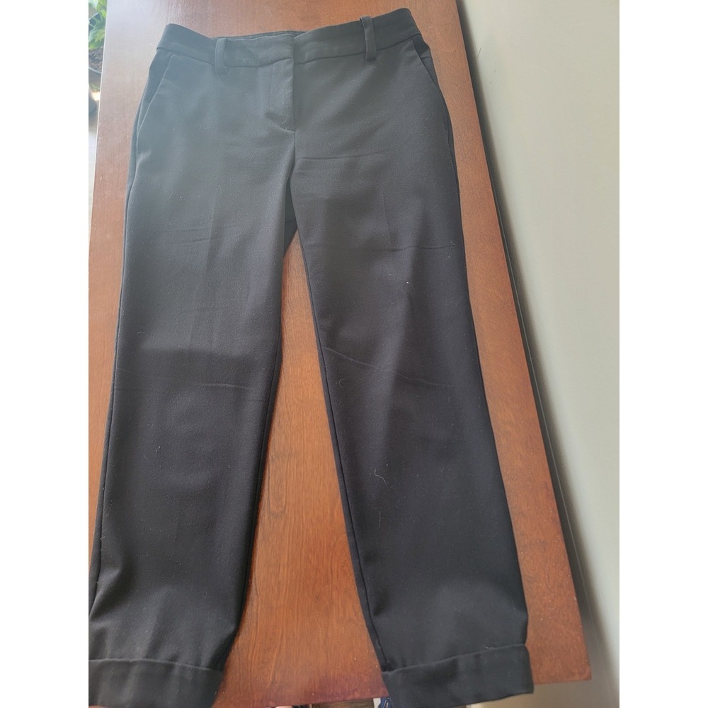 LOFT 4P Black Devin Slim Straight Leg Crop Dress Pant Office Career Work Classic